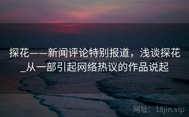 探花——新闻评论特别报道,浅谈探花_从一部引起网络热议的作品说起
